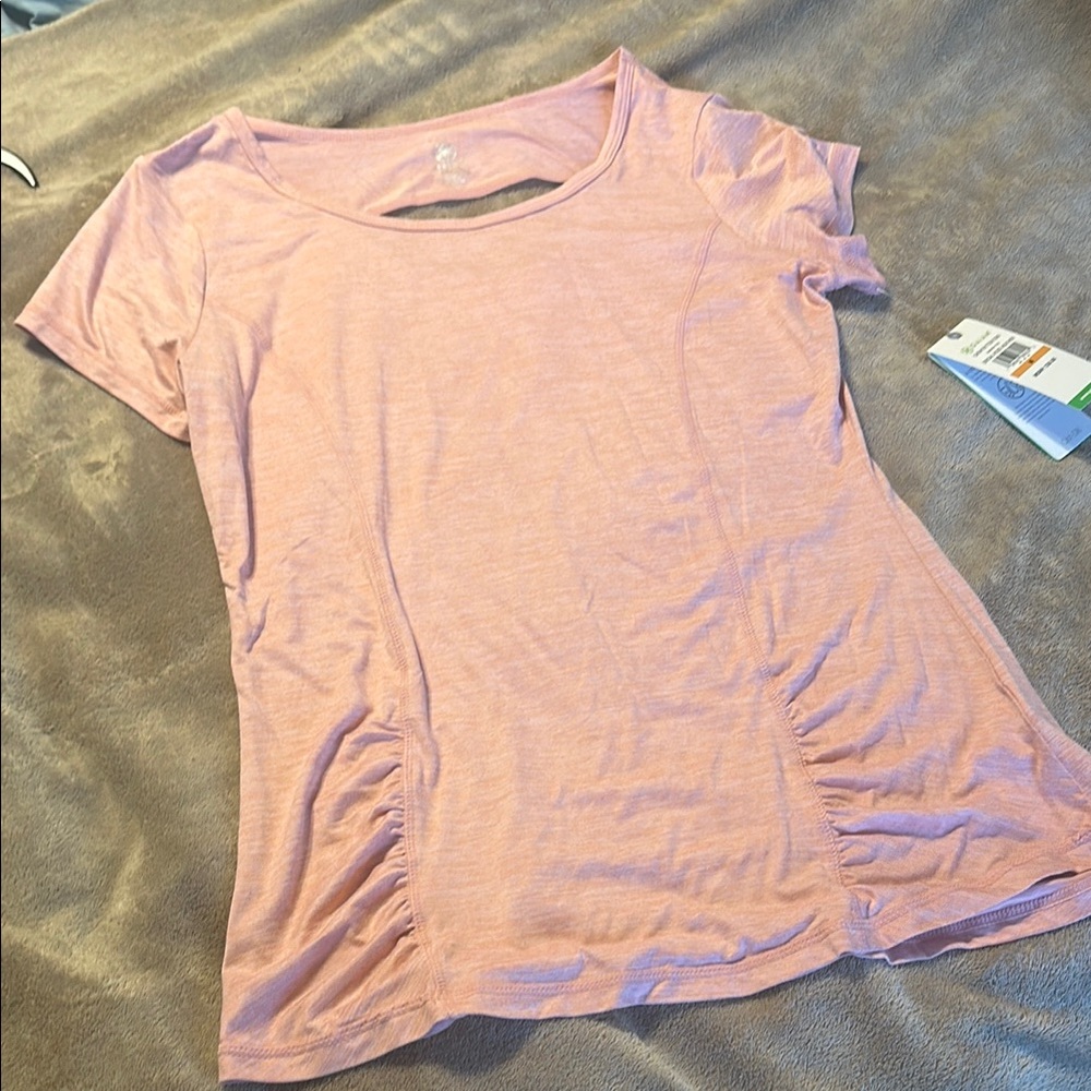 GAIAM Blush Ruched Cut Out Tee